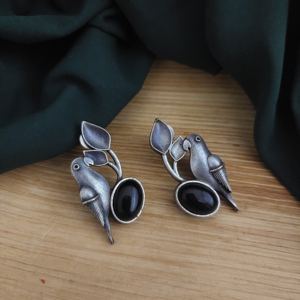 Direct Indian Supplier's Best Selling High Quality NYRA Parrot Silver <b>Stud</b> Earrings Geometric Pattern Design High Grade Fashion - Product Image 2