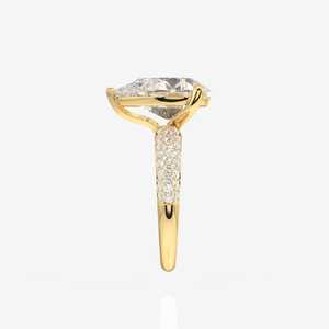 Poire Cut Moissanite Diamant Trois Couches Pave Prong Set Rhodium Plaqué Incolore (D-E) VVS 1 Clarity IGC Certified Sterling Ring - Product Image 1