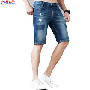 Venta al por mayor de alta calidad de los hombres pantalones cortos de mezclilla con diseño de logotipo personalizado Pantalones cortos de algodón azul Casual Sencillo Cantidad Hombres pantalones cortos de mezclilla - Product Image 5
