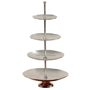 Soporte de pastel de Metal chapado en oro de aspecto real de 3 niveles para boda fiesta de cumpleaños taza de mesa pastel pasteles soporte para servir - Product Image 3
