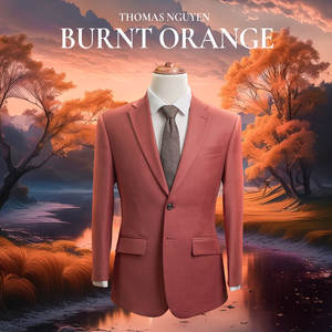 [Colección de Colores Naturales] Traje de Dos Piezas a Medida de Lujo para Hombre - Chaqueta y Pantalones en Naranja Quemado Oscuro - Hecho en Vietnam - Product Image 6