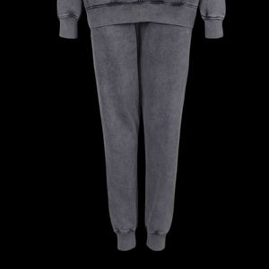 Conjunto Deportivo para Mujer con Lavado Ácido, Sudadera con Capucha de Manga Larga y Pantalones con Cintura Elástica, Conjunto Deportivo de Moda para Mujer con Lavado Ácido, 100% Algodón - Product Image 3