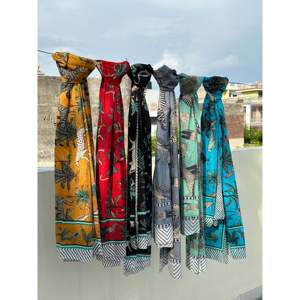 Pareo de algodón con estampado artesanal de animales, elegante pareo de playa para trajes de baño, 1 pieza, 120g de peso de tela, longitud maxi - Product Image 1