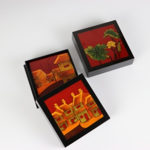 Sous-verres à boissons carrés en laque écologique, haute qualité, vente en gros, bon prix, boîte avec couvercle du Vietnam - Product Image 1
