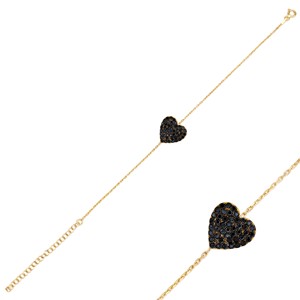 Dainty Heart Shape CZ Stone Design <b>Charm</b> Bracelet Turkish Handmade Women's 925 Sterling Silver Rhodium Plated Certified Jewelry - Product Image 3
