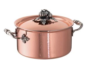 Olla de Cobre Martillada a Mano de Lujo con Tapa Decorativa Dorada, Cacerola Artesanal para Cocina, Buffet y Servir - Product Image 3