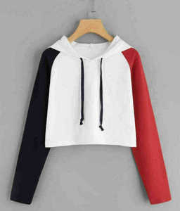 เสื้อครอปมีฮู้ดปักลายผ้าฟลีซระบายอากาศได้ดีผ้าโพลีเอสเตอร์/ ผ้าฝ้ายสำหรับผู้หญิงใส่ออกกำลังกายในยิมไซส์ใหญ่พิเศษฤดูใบไม้ผลิฤดูใบไม้ร่วง - Product Image 4