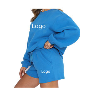 2025 Venta caliente Cordón Fitness Mujer Conjunto de 2 piezas Sudaderas con capucha Logotipo personalizado Fleece Conjunto de sudaderas con capucha al aire libre - Product Image 3