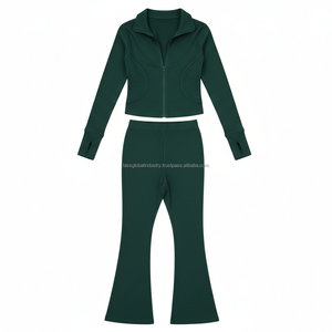 ชุดจั๊มสูทโยคะแขนยาวแบบสั่งทำ OEM สำหรับผู้หญิง ซิปยาวด้านหน้า ขาบาน ชุดบอดี้สูทแบบมีรูสำหรับนิ้วโป้ง ชุดรอมเปอร์ออกกำลังกาย ทรงเข้ารูป ชุดออกกำลังกายแบบเต็มตัว - Product Image 5