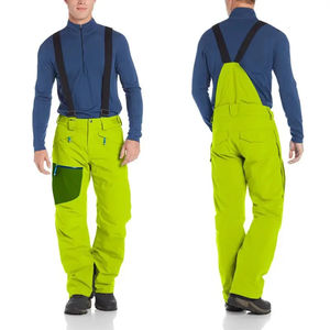Nuevos pantalones de esquí con pechera sin forro de gran tamaño para mujer, pantalones de nieve de esquí impermeables personalizados de pierna recta verde con bolsillos de parche asequibles - Product Image 4