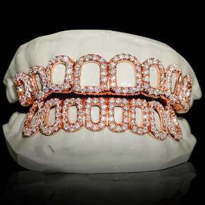 Custom Grillz Color Blanco y Polvo de Diamante, Diamond Cuts, Custom Grillz Hip Hop, Grillz Sterling Silver 925, 10K 14K Oro - Product Image 3