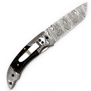 Couteau pliant fait main en acier damas personnalisé Poche en cuir fin Bouton poussoir Style manche en bois Support OEM pour projets de bricolage - Product Image 2