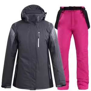 Survêtements imperméables tendances de bonne qualité Combinaison de ski deux pièces Combinaison de ski d'extérieur pour hommes et femmes Ensemble de pantalons et vestes de ski à double planche - Product Image 4