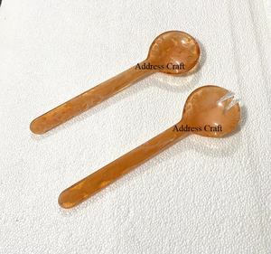 Juego de servidor de ensalada de Color naranja de resina hecho a mano indio, mesa decorativa, cuchara de resina, tenedor, utensilios de cocina, cubiertos de alta calidad - Product Image 2