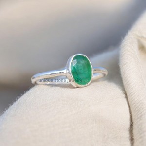 Bague en argent sterling 925 faite à la main pierre précieuse d'onyx à facettes vert naturel coupe ovale diamant lunette réglage bijoux fins - Product Image 3