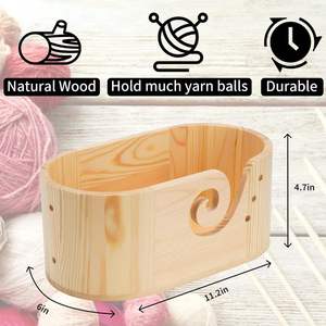 Large Smooth Crochet Bowl with Swirl Design for Wooden Knitting Yarn Skeins for Needlework - Product Image 2