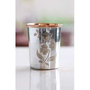 Verre en acier pur de 300 ml avec motif floral gravé, style élégant - Product Image 2