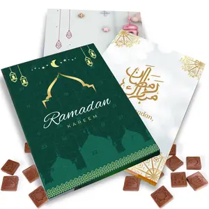 انخفاض موك بالجملة المطبوعة شعار سعر مخصص رمضان هدية مربع مع علبة ل الشوكولاته تقويم القدوم