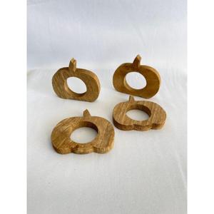 Rond de serviette en bois sculpté élégant pour la décoration de table de vacances de fête de mariage de cuisine de ferme rustique - Product Image 4