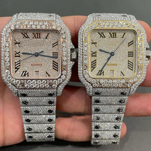 Reloj de Cuarzo Cuadrado Antiguo con Diamantes, 30 Quilates, Moissanita VVS, Reloj de Negocios con Incrustaciones de Diamantes, Correa de Acero Inoxidable, 39.8mm, Nuevo - Product Image 4