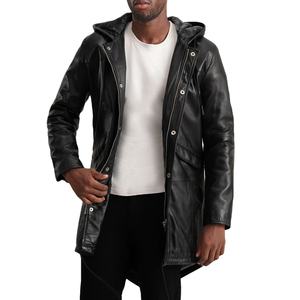 Veste en cuir de vachette enduite de luxe pour homme, col montant personnalisé, à capuche, respirante, coupe-vent, décontractée, mode automne 2026 - Product Image 5