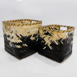 Artex Dong Thap Eco-Friendly Hand-Woven Bamboo Multifunction <b>Square</b> <b>Storage</b> <b>Baskets</b> Set of 2 for Home Organization - Product Image 4