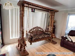 Columpio de madera de teca hecho a mano de diseñador/Columpio de madera de alta calidad Jhula para decoración del hogar tallado pesado Oonjal Jhula en venta de madera de teca - Product Image 6