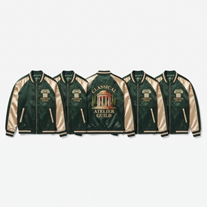 Blouson Bomber en Satin Brodé Motif Thistle Écossais, Couleur Crème Prune, Veste Universitaire à Fermeture Éclair Frontale, Vêtement d'extérieur, Vente en Gros Direct Usine - Product Image 2