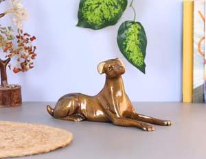 Vintage Style Brass Sitting <b>Dog</b> Wealth Symbol Statue, 9 Inches Tall, 1.1 kg, Ferocious Animal Sculpture for Home Decor - Product Image 1