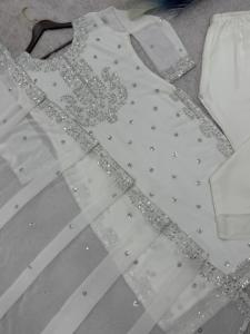 Traje Tradicional Étnico Indio de Diseñador Pakistaní, Salwar Kurta Dupatta Sharara Top Palazzo, Hecho de Poliéster - Product Image 2