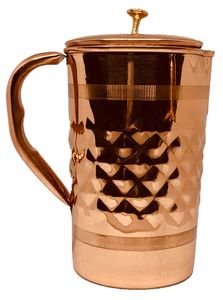 Pichet à eau en métal pur 100% de haute qualité fabriqué en Inde avec poignée de couvercle tactile classique servant des boissons en métal - Product Image 3