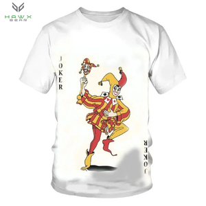 T-shirt d'été à manches courtes décontracté pour hommes, imprimé en 3D, motif de cartes à jouer de poker blanc, haut populaire 100% coton tricoté - Product Image 4