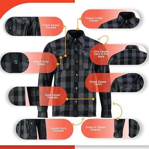 Chemise en flanelle de moto avancée en Kevlar avec doublure résistante à l'abrasion, conçue pour la sécurité, le confort et le style des motards modernes - Product Image 5