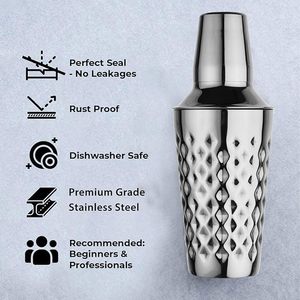 Colador de coctelera facetado gris plateado de acero inoxidable, capacidad de 500ml para Home Bar Hotel Party | Logotipo personalizado al por mayor - Product Image 4