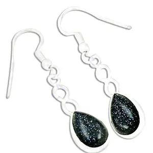 "Women's <b>Fashion</b> Silver Blue Sandstone <b>Drop</b> <b>Earrings</b>" - Product Image 3