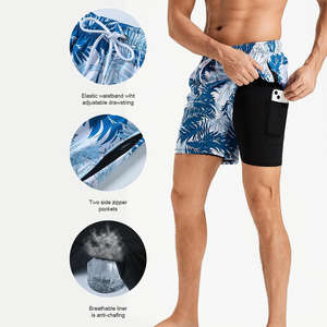 Bañador de alta calidad para hombre, logotipo bordado, 100% algodón, pantalones cortos de playa de verano, forro de malla, envío rápido, etiqueta privada OEM - Product Image 3