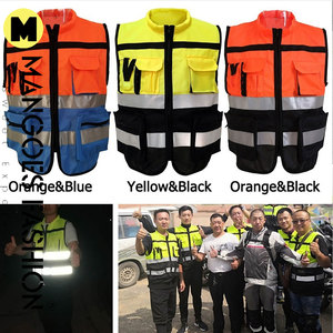 เสื้อกั๊กนิรภัยผ้าโพลีเอสเตอร์สะท้อนแสงมองเห็นได้ชัดเจนเสื้อกั๊กทำงานคาร์โก้สำหรับผู้ชาย - Product Image 5