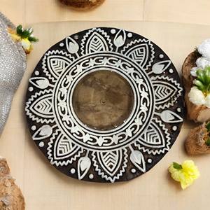 Portavelas Redondo de Madera Hecho a Mano Ecológico con Impresión en 2 Colores (Sin Vela) para Decoración de Regalos Festivos - Product Image 2