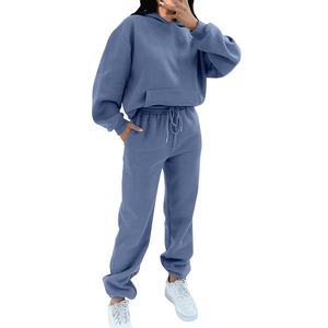 Ensemble deux pièces sweats à capuche et pantalons de survêtement ensemble de jogging Ensembles pour femmes vêtements de sport lâche hiver pleine longueur ensembles pour femmes - Product Image 4
