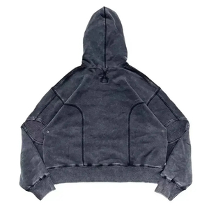 เสื้อมีฮู้ดแบบสวมหัวผ้าฝ้ายออร์แกนิกบ็อกซี่มีกระเป๋าข้างขนาดใหญ่สามารถปรับแต่งได้แบบมีกระเป๋าด้านข้างของ100% - Product Image 2