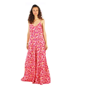 Mono de mujer con estampado fucsia sin mangas Playfully Chic perfecto para un look de verano elegante y aperitivo de tamaño mediano