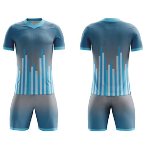 Vêtements de football personnalisés, conception de rayures par sublimation, Kits complets, uniformes d'entraînement sportif, maillots de football à ajustement rapide, col en V, demi-manches - Product Image 3