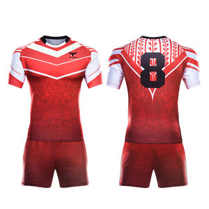 เครื่องแบบรักบี้สำหรับผู้ชายเครื่องแบบรักบี้พิมพ์สีฟ้าพิมพ์ซับลิเมชันตามสั่งมาใหม่ - Product Image 1