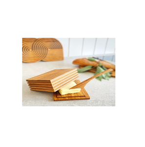 กล่องเนยไม้มีสไตล์พร้อมฝาปิดสำหรับจัดการเนยชุดกล่องเนยพร้อมชามไม้ใช้งานด้วยมือ - Product Image 1