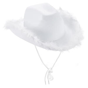 MOTE-MH045 Stock en gros Chapeau de cowboy en toile de jute blanche avec fil argenté, chapeau décoratif, chapeau rose uni, chapeau de style western - Product Image 2