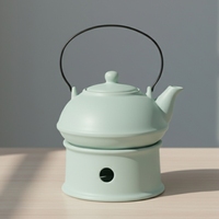 Théière en grès céramique style nordique 3459346, résistante à la chaleur, avec revêtement émaillé et poignée en fer + chauffe-thé – Meilleures ventes