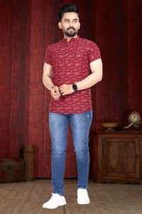 เสื้อเชิ้ตผู้ชายลายอิฐข้าวโพดคั่วดีไซน์เนอร์พร้อมใส่ - Product Image 4