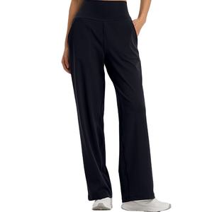 Pantalons de yoga pour femmes, très extensibles, vêtements de sport, pantalons larges confortables, pantalons de yoga à jambes droites de couleur unie - Product Image 1
