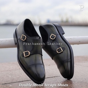 Chaussures habillées à lanières de moine en cuir à bout rond, chaussures de luxe de qualité supérieure à utiliser au bureau pour l'automne, chaussures élégantes pour hommes - Product Image 6