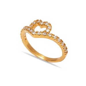 Bague en argent sterling 925 fait main turque avec pierre de zircon transparente et motif cœur ouvert, vente en gros - Product Image 3